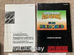 Super Mario All-Stars + World (Super Nintendo SNES) Complete CIB with Poster