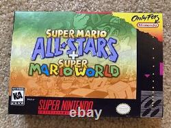 Super Mario All-Stars + World (Super Nintendo SNES) Complete CIB with Poster