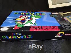 Super Mario World Super Nintendo SNES 1991 Complete CIB Manual, Dust, W Custom Box