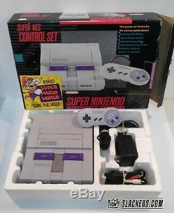 Super NES CONSOLE Super Nintendo SNES CONTROL SET Complete In Box! WithGAME