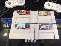 Super Nintendo Console Game Lot Tested 2 Controller 5 SNES Games Mario Kart