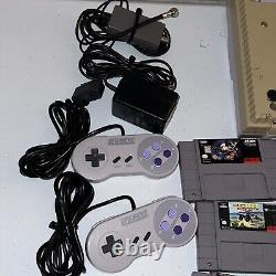 Super Nintendo Console SNES-001 Bundle 6 Games + 2 Controllers Tested Working