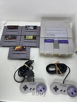 Super Nintendo Console SNES With 2 Controllers Games & Cables Tested And Working