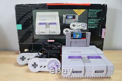 Super Nintendo Console in Box with Super Mario World SNES Game Console Authentic