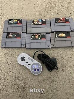 Super Nintendo Control Set Console SNES SNS-001 Complete In Box With 6 Games