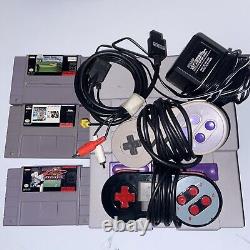 Super Nintendo Entertainment System Bundle SNES 3 Games & 2 Controllers TESTED
