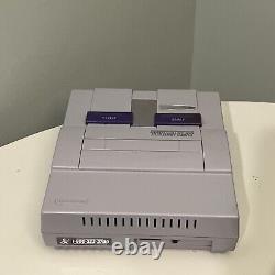 Super Nintendo Entertainment System SNES Console, 2 Controllers, 2 Games TESTED