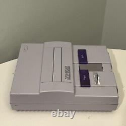 Super Nintendo Entertainment System SNES Console, 2 Controllers, 2 Games TESTED