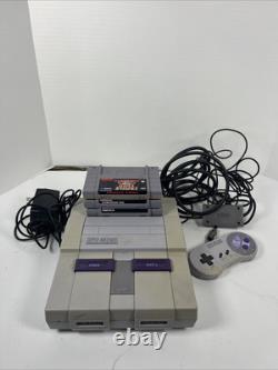 Super Nintendo Entertainment System SNES + Controller, Cables & 2 Games Tested