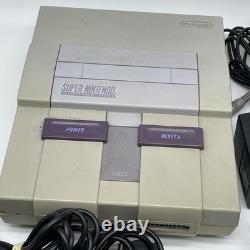 Super Nintendo Entertainment System SNES + Controllers, Cables & 2 Games Tested