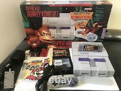 Super Nintendo Game System SNES Console Donkey Kong Country Set Complete