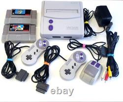 Super Nintendo JR SNES Mini Slim Console 2 game LOT SNS-101 Authentic