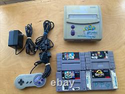 Super Nintendo Jr. Mini SNES 101 System with 4 Games & Controller Tested and Works