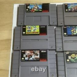 Super Nintendo Lot (9) SNES GamesSuper Mario World Mario Kart Wario Vintage FS