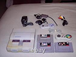 Super Nintendo Original SNES System Bundle Complete With 3 Games Tested Working