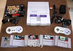 Super Nintendo SNES 2 Controllers Console System EXCELLENT TESTED + 6 Games LOT