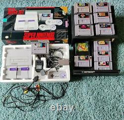 Super Nintendo SNES Box and Games Tested Working Authentic Bundle Mario Zelda