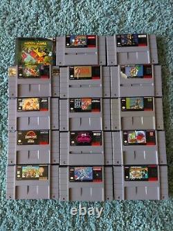 Super Nintendo SNES Box and Games Tested Working Authentic Bundle Mario Zelda