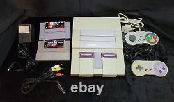 Super Nintendo SNES Console, 2 Controllers, 2 Games, & Cables All Tested & WORK
