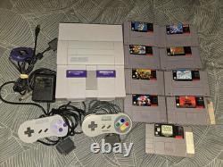 Super Nintendo SNES Console 9 Games Mega Man Zelda Super Mario Donkey Kong Works
