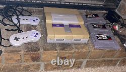 Super Nintendo SNES Console Bundle! 3 games Tested/Working! Video Game System