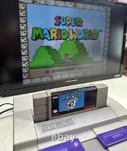 Super Nintendo SNES Console Bundle Lot 1 Controllers 3 Games Tested