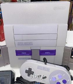 Super Nintendo SNES Console Bundle Lot 1 Controllers 3 Games Tested