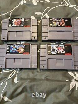 Super Nintendo SNES Console Bundle OEM Lot 4 Sports Games & 2 Controllers Tested