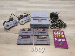 Super Nintendo SNES Console Bundle OEM Lot Super Mario World Gray TESTED 4 GAMES