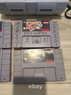 Super Nintendo SNES Console Bundle OEM Lot Super Mario World Gray TESTED 4 GAMES