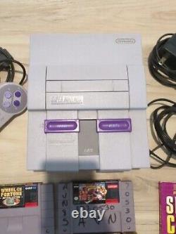 Super Nintendo SNES Console Bundle OEM Lot Super Mario World Gray TESTED 4 GAMES