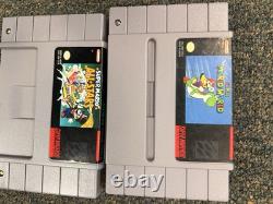 Super Nintendo SNES Console Bundle OEM Power And Av Cables 2 Games 2 Controllers