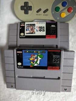 Super Nintendo SNES Console Bundle Super Mario World! NBA Live 95 2 Controllers