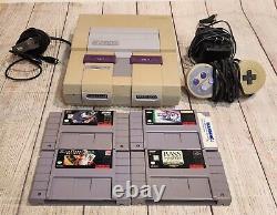 Super Nintendo SNES Console Bundle With 4 Games Original Tested