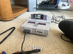 Super Nintendo SNES Console Bundle With Cables & 2 Controllers- Cleaned and Tested