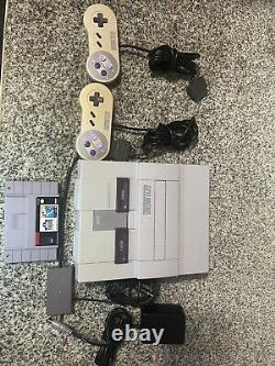 Super Nintendo SNES Console Bundle With Cables & 2 Controllers- Cleaned and Tested