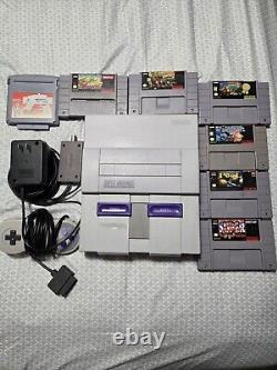Super Nintendo SNES Console Bundle With Games Tested Donkey Kong Street Fighter