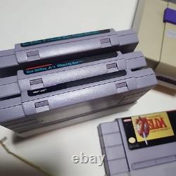 Super Nintendo SNES Console Bundle Zelda, NBA Jam + 2 Ken Griffey Games Tested