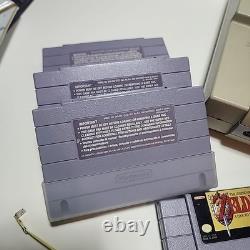 Super Nintendo SNES Console Bundle Zelda, NBA Jam + 2 Ken Griffey Games Tested