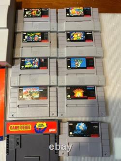 Super Nintendo SNES Console Bundle with 9 Games, Game Genie, 2 Controllers TESTED