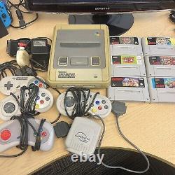 Super Nintendo SNES Console Bundle x 6 Games/4 Joypads, Mario, DK, MK3