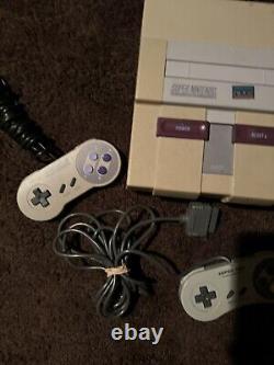 Super Nintendo SNES Console Cleaned TESTED Works Controller And Cables