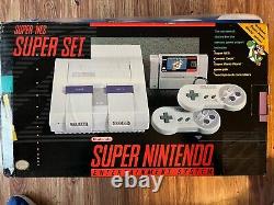 Super Nintendo SNES Console Mario World Super Set Complete in box Tested Working