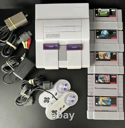 Super Nintendo SNES Console + Power + AV + 2 Control OEM AUTHENTIC TESTED