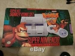 Super Nintendo SNES Console Super Donkey Kong Set COMPLETE IN BOX CIB! Tested