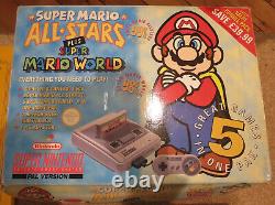 Super Nintendo SNES Console Super Mario All Stars World Set Boxed PAL Bundle