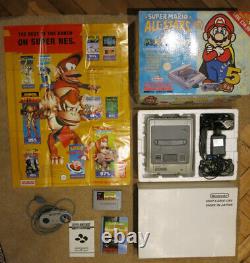 Super Nintendo SNES Console Super Mario All Stars World Set Boxed PAL Bundle