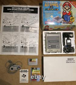 Super Nintendo SNES Console Super Mario All Stars World Set Boxed PAL Bundle