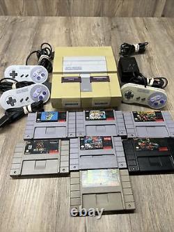 Super Nintendo SNES Console System Bundl TESTED with 7 Games Mario Etc