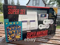 Super Nintendo SNES Console System, Complete In Original Box Mario Kart, Manuals